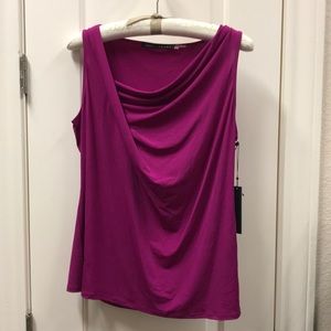 Hot pink, dahlia Ivanka Trump cowl neck tank